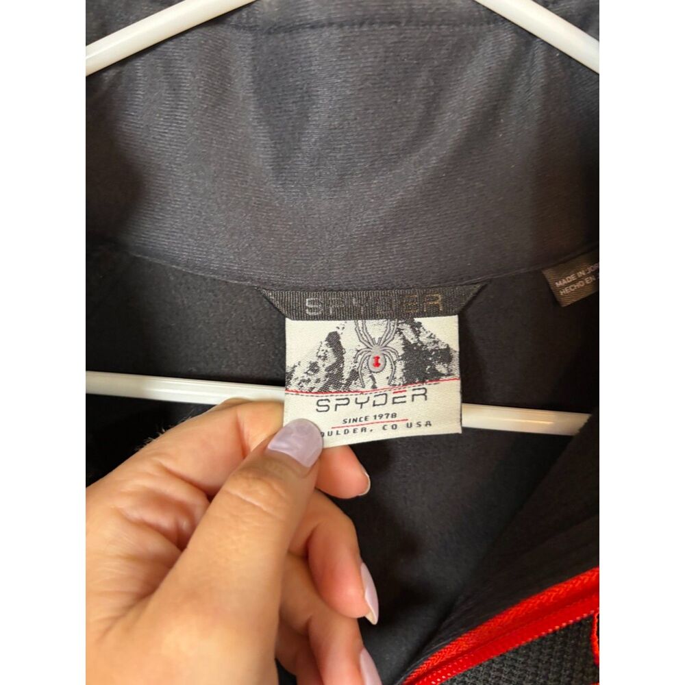 Spyder Mens Outbound Core Quarter Zip Fleece Sweater Black Red Logo Size M